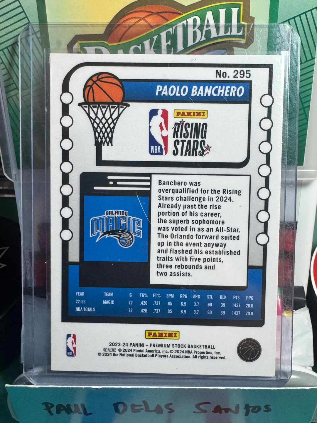 Panini NBA Hoops Paolo Banchero Rising Stars Trading Card - photo 3