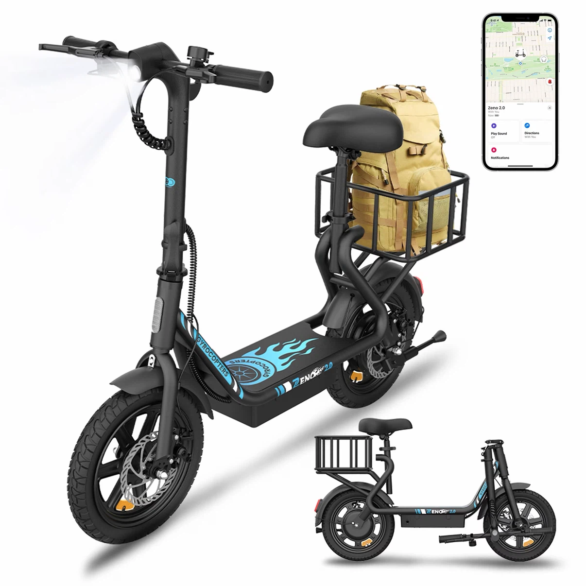 GYROCOPTERS ZENO 2.0 Electric Scooter with Seat