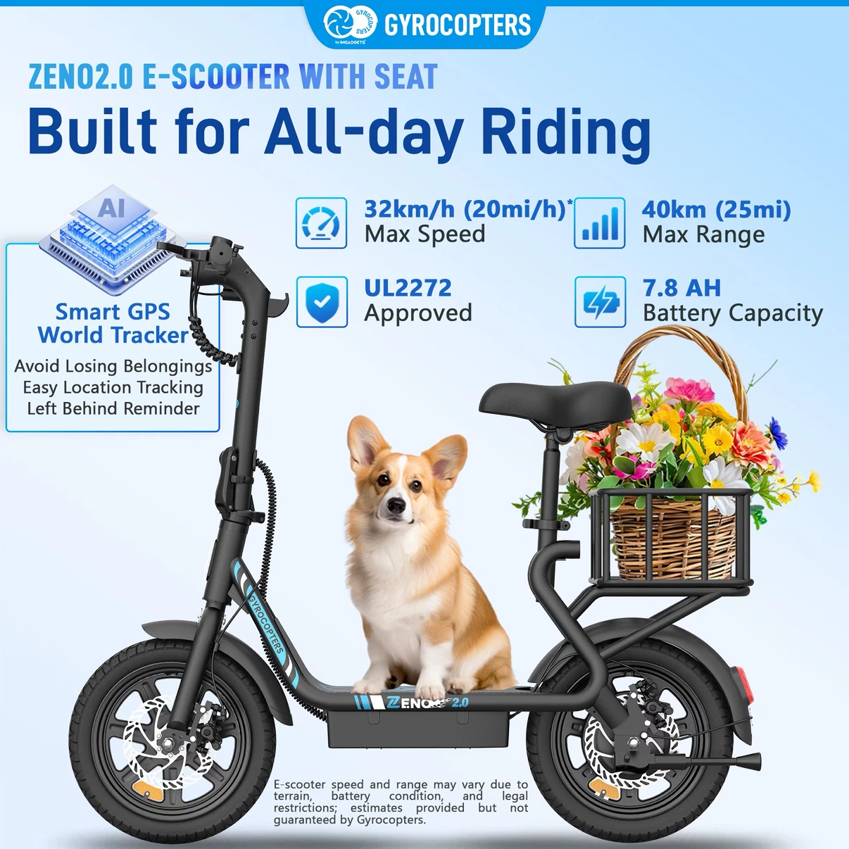 GYROCOPTERS ZENO 2.0 Electric Scooter with Seat - photo 2
