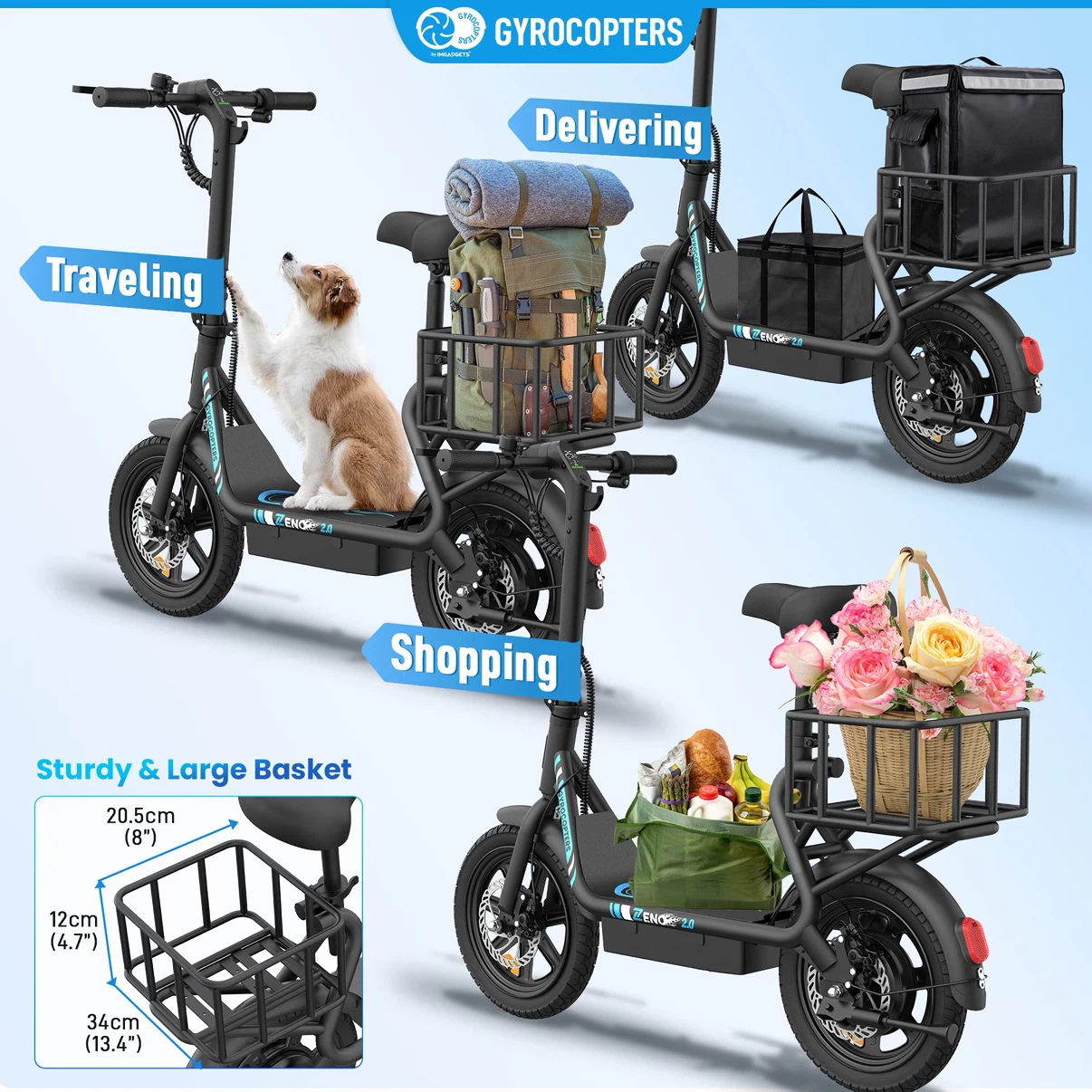 GYROCOPTERS ZENO 2.0 Electric Scooter with Seat - photo 5