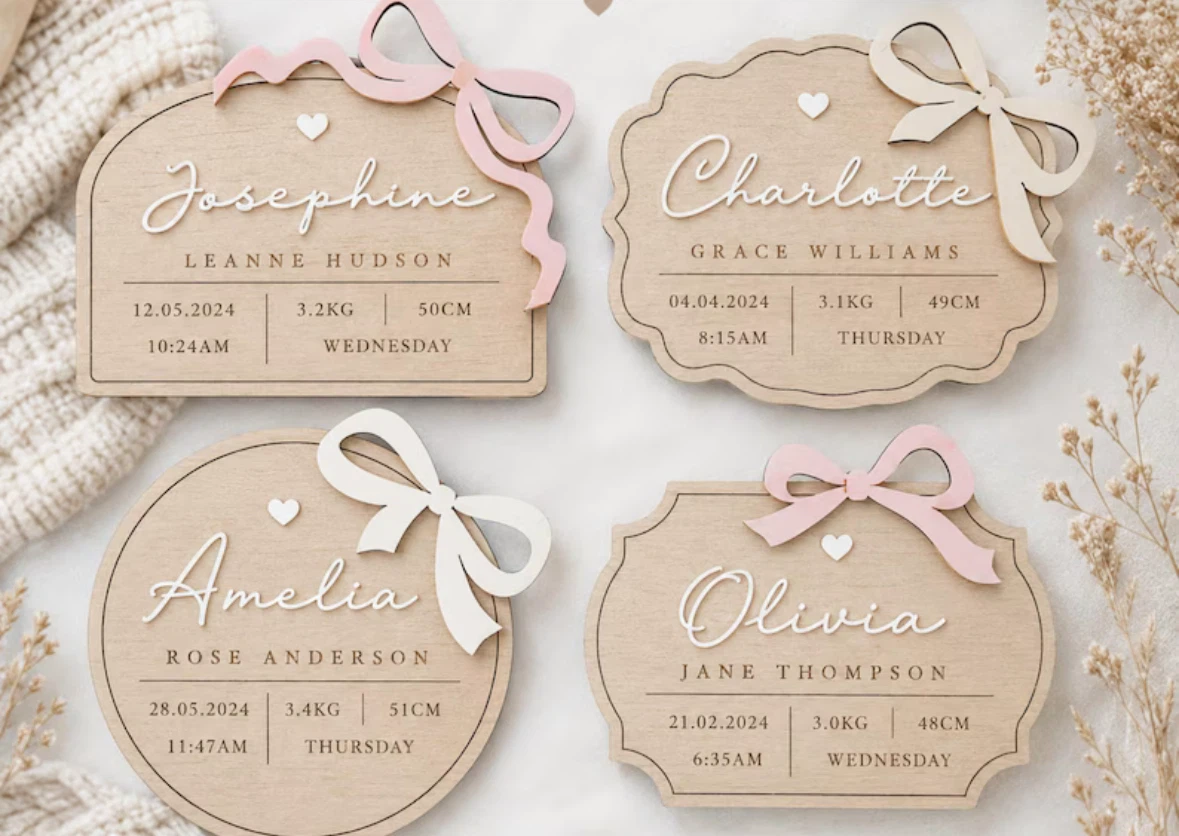Personalized Baby Birth Stat Wooden Keepsake Signs