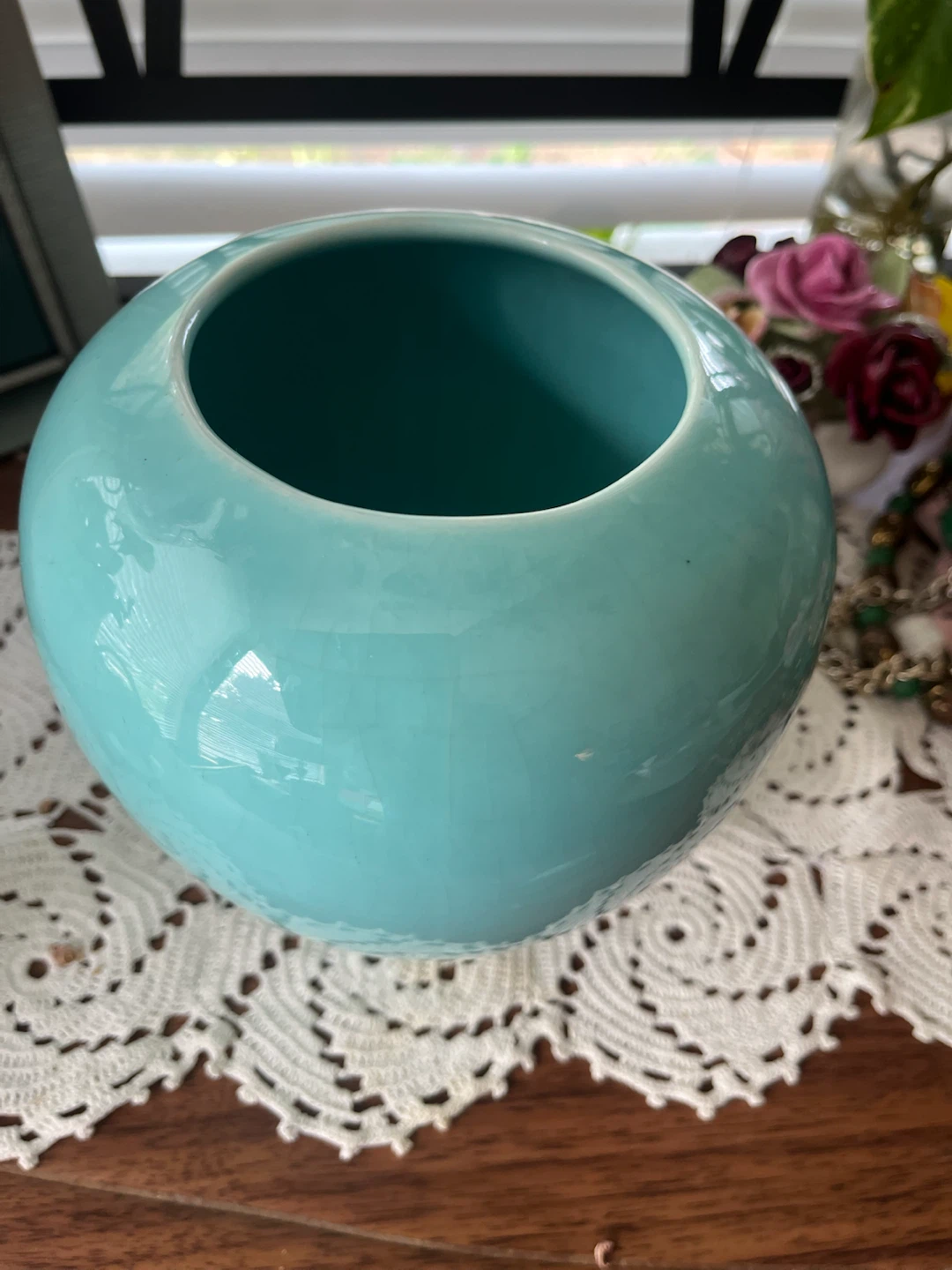 Aqua/ Turquiose Ceramic Vase,  Made in Canada
