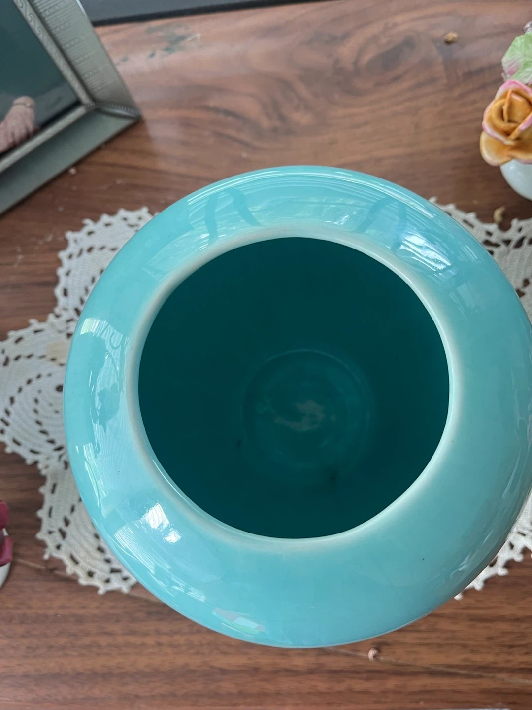Aqua/ Turquiose Ceramic Vase,  Made in Canada - photo 3