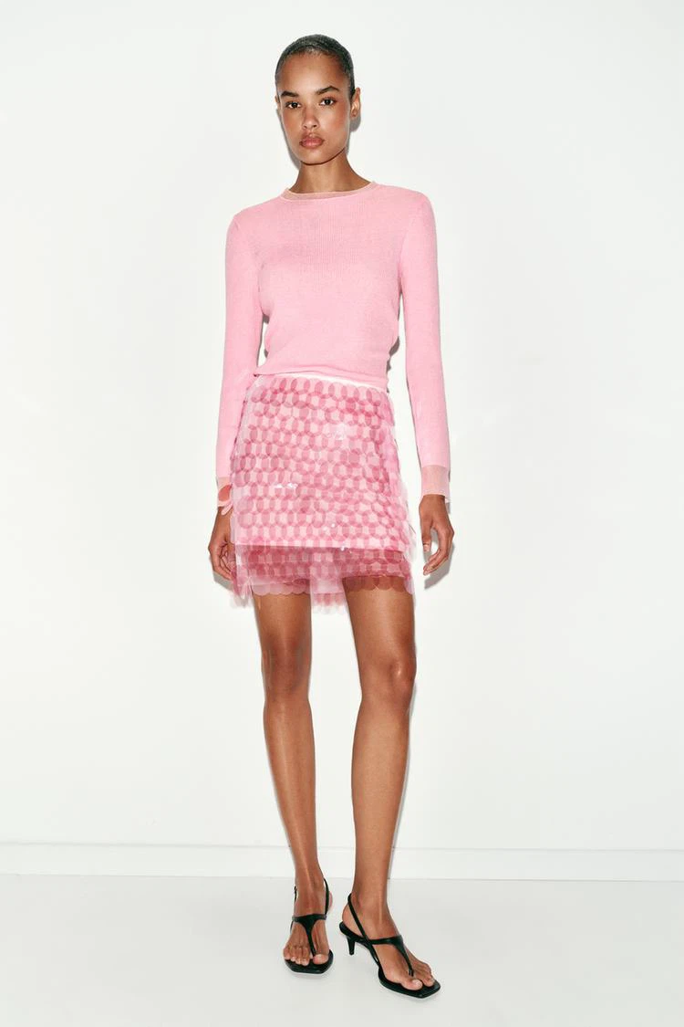 Zara Pink Sequin Mini Skirt NWT size S - photo 3