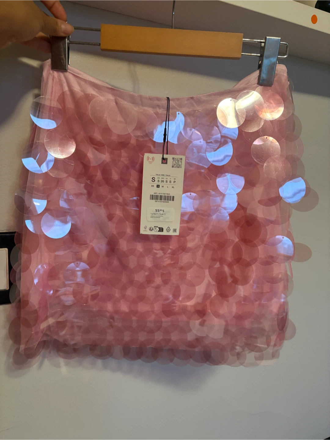 Zara Pink Sequin Mini Skirt NWT size S - photo 5