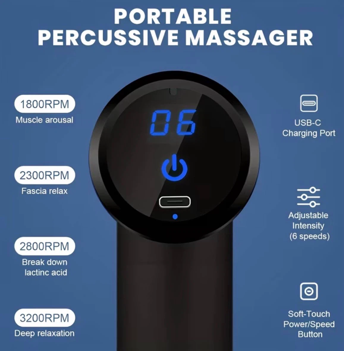 Portable Mini Percussion Massage Gun with 4 Attachments - photo 4
