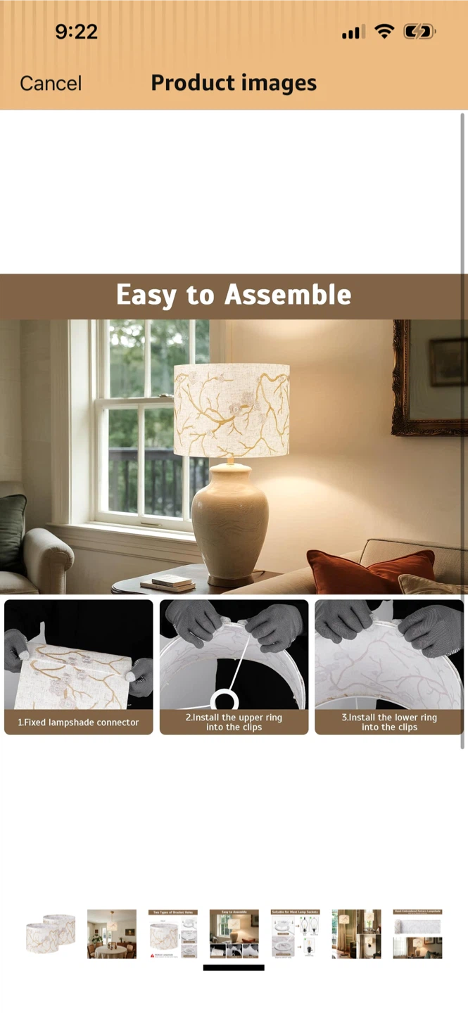 New 2 pack Lampshade Only  with Floral Branch Design - 13" x 10"