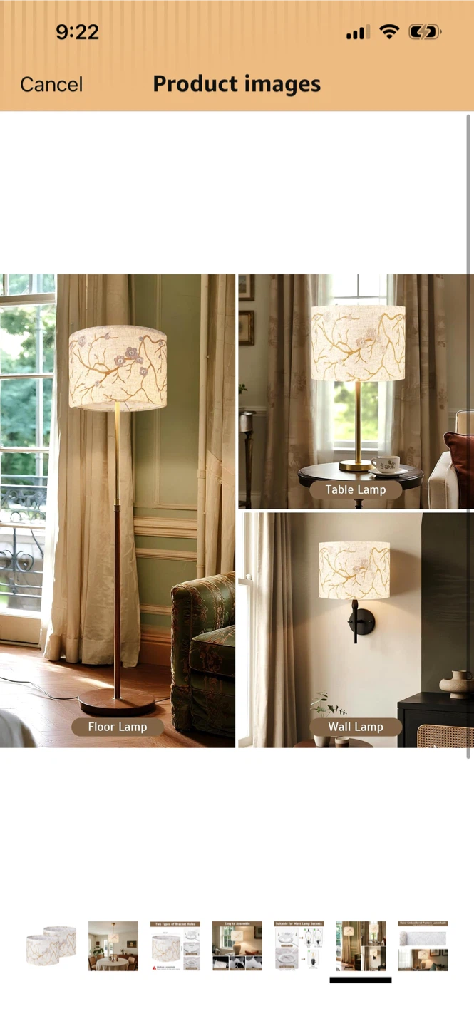 New 2 pack Lampshade Only  with Floral Branch Design - 13" x 10" - photo 3