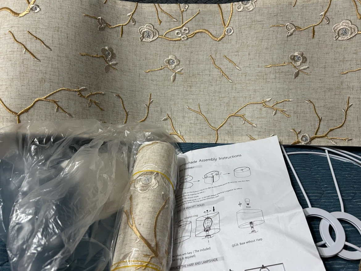 New 2 pack Lampshade Only  with Floral Branch Design - 13" x 10" - photo 5