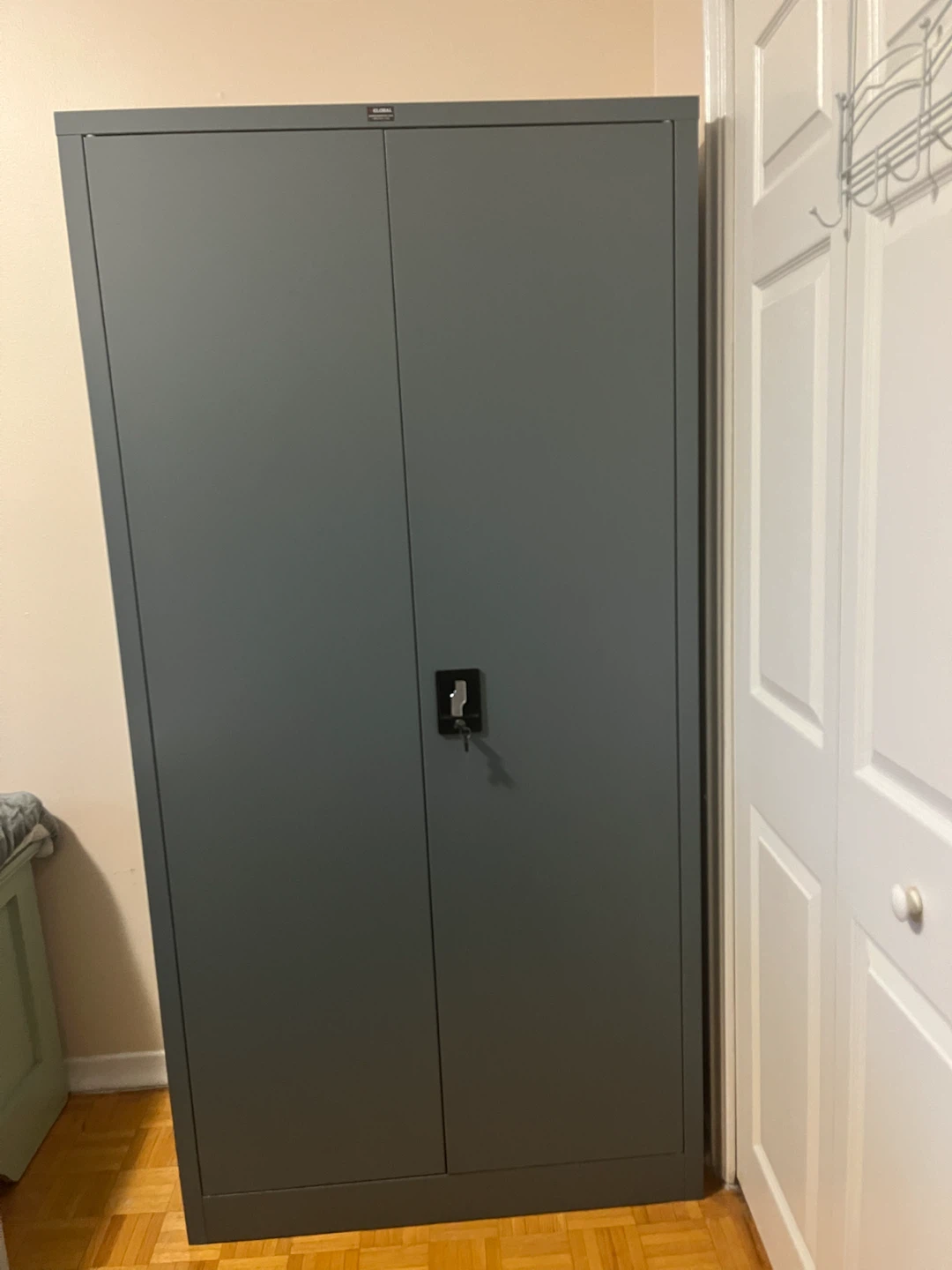 Grey Metal Storage Cabinet with Lock