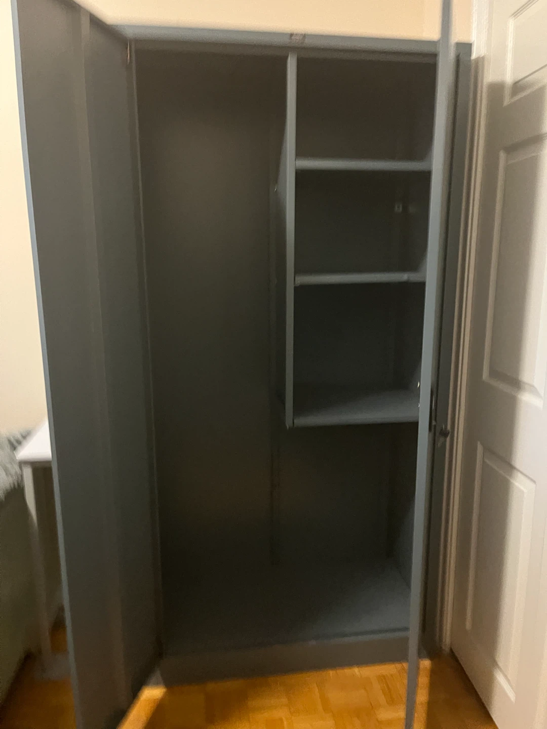 Grey Metal Storage Cabinet with Lock - photo 2