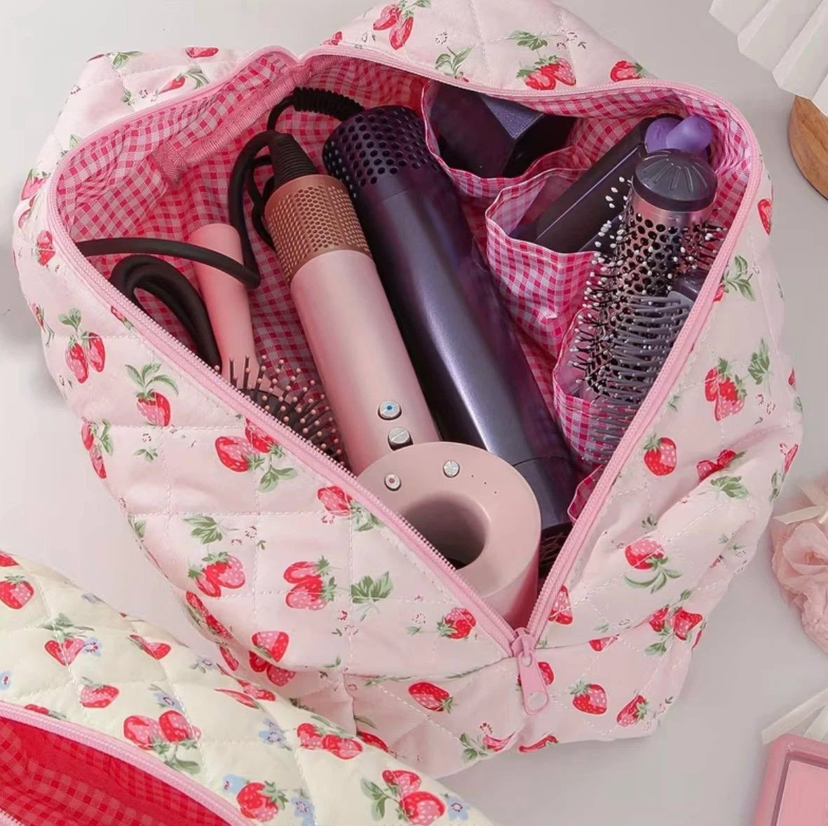 Strawberry Quilted Makeup Bag - photo 2