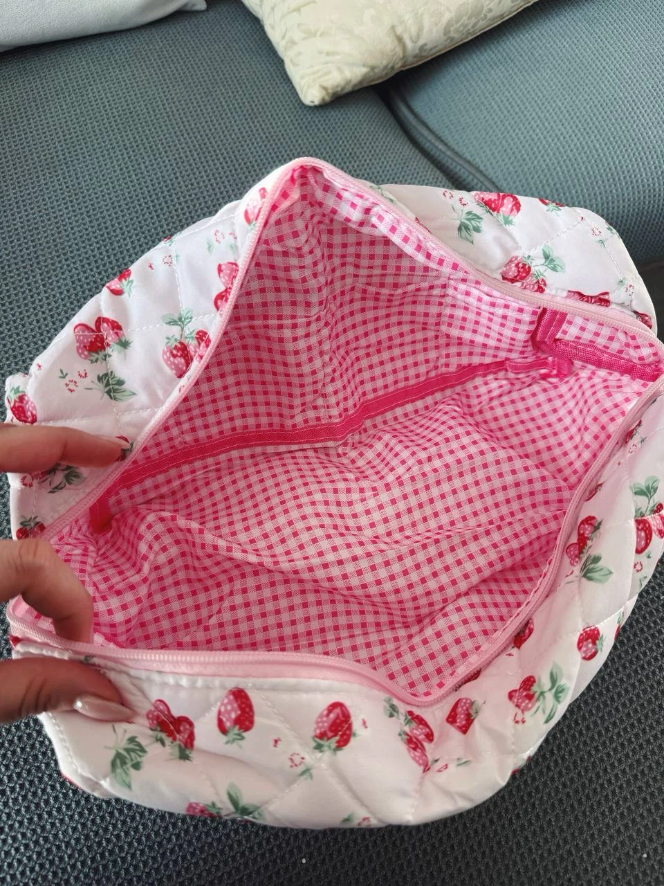 Strawberry Quilted Makeup Bag - photo 4