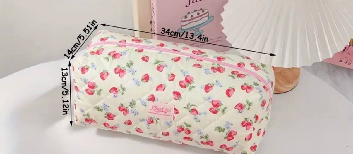 Strawberry Quilted Makeup Bag - photo 5