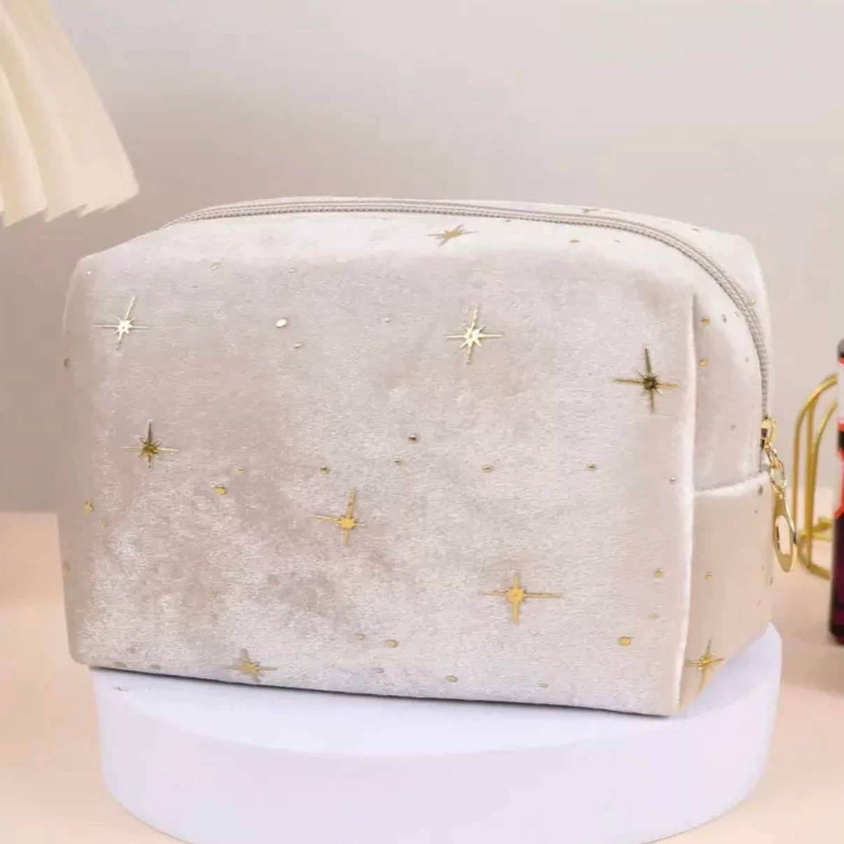 Velvet Makeup Bag with Gold Stars - photo 2