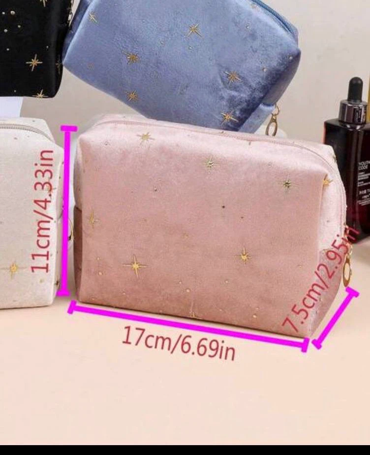 Velvet Makeup Bag with Gold Stars - photo 3