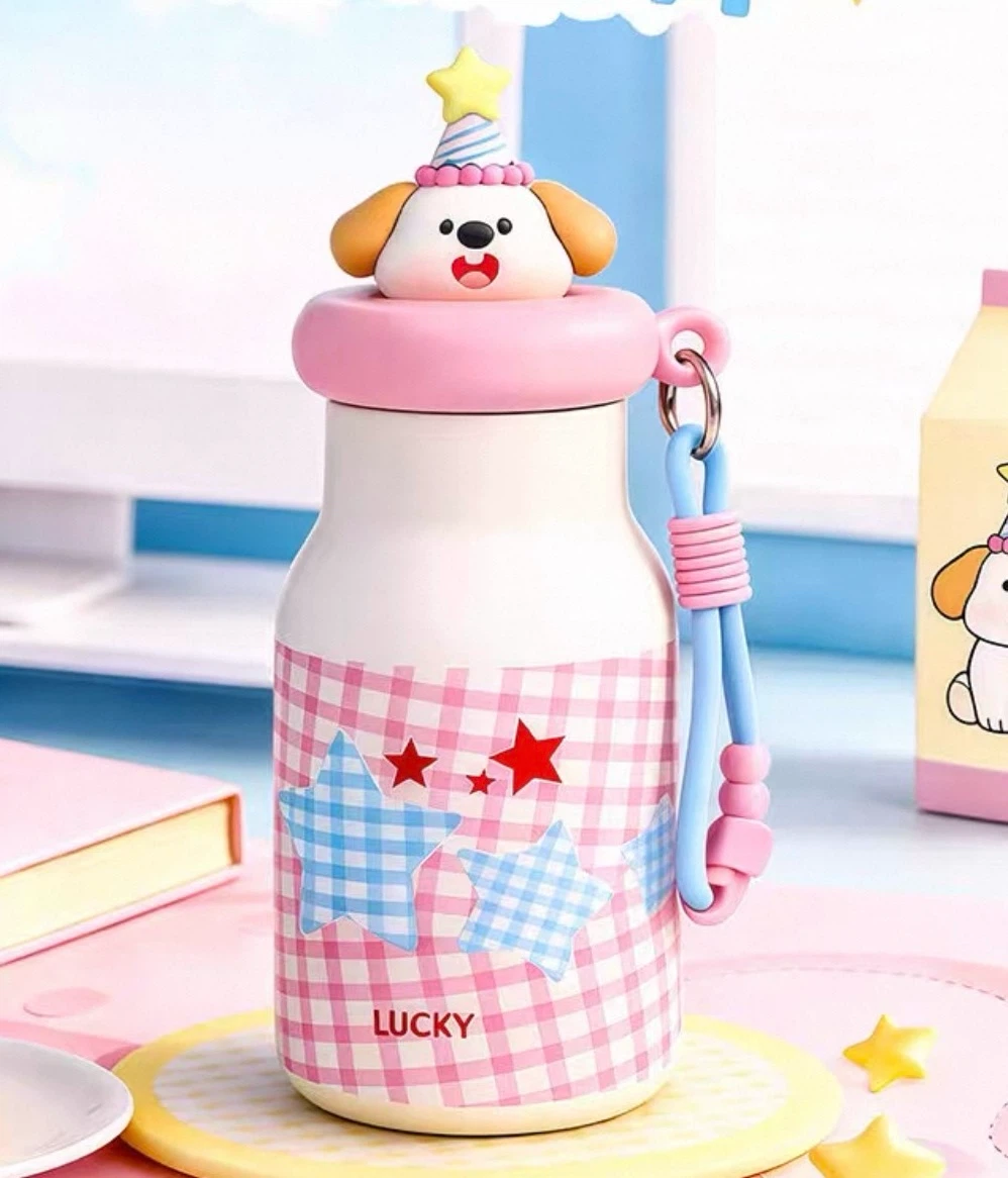 new w box 500ml Insulated Bottle with Straw