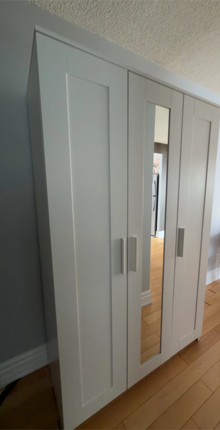 White 3-Door Wardrobe with Mirror