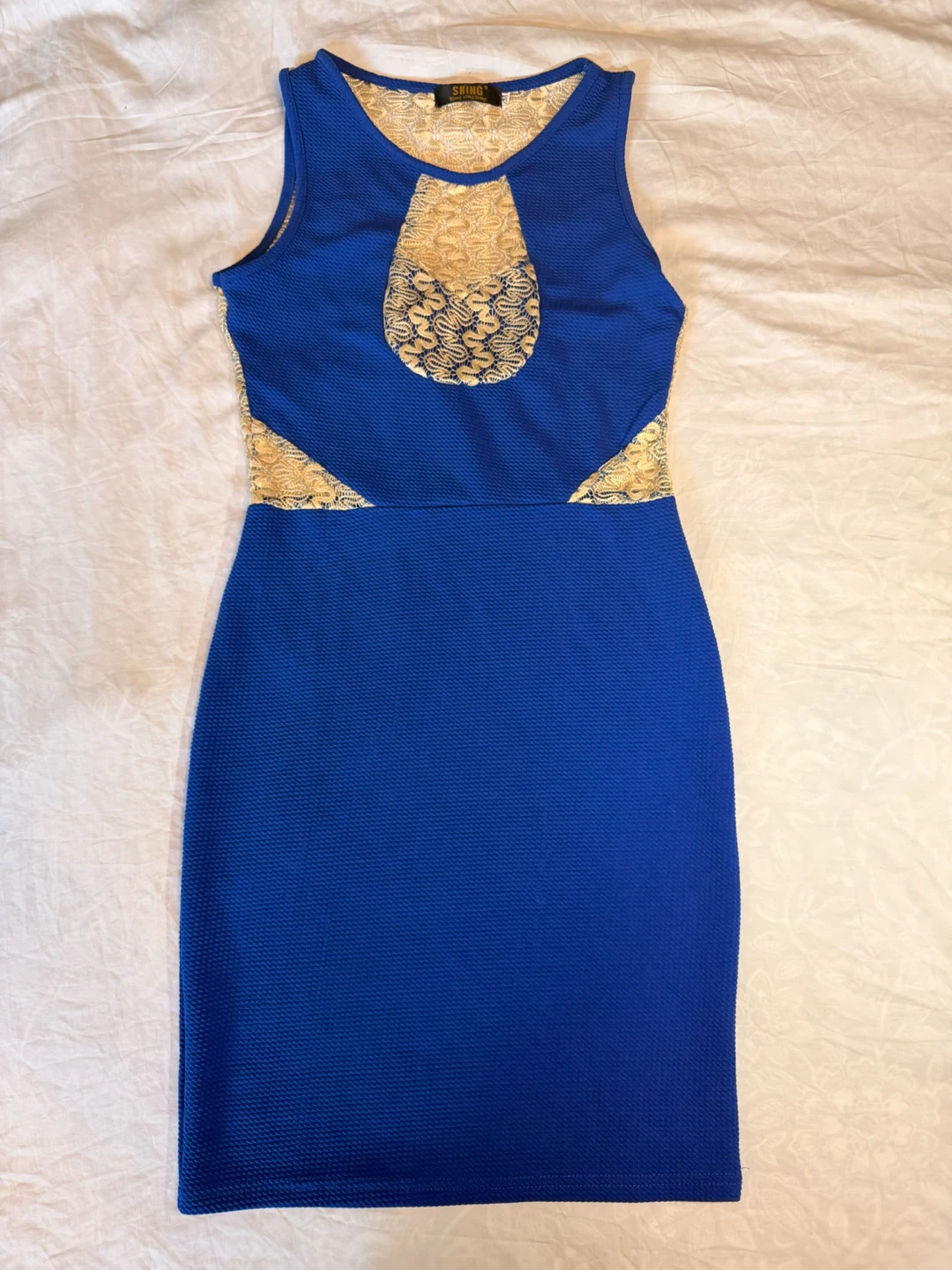 Blue & Gold Lace Bodycon Dress - photo 2