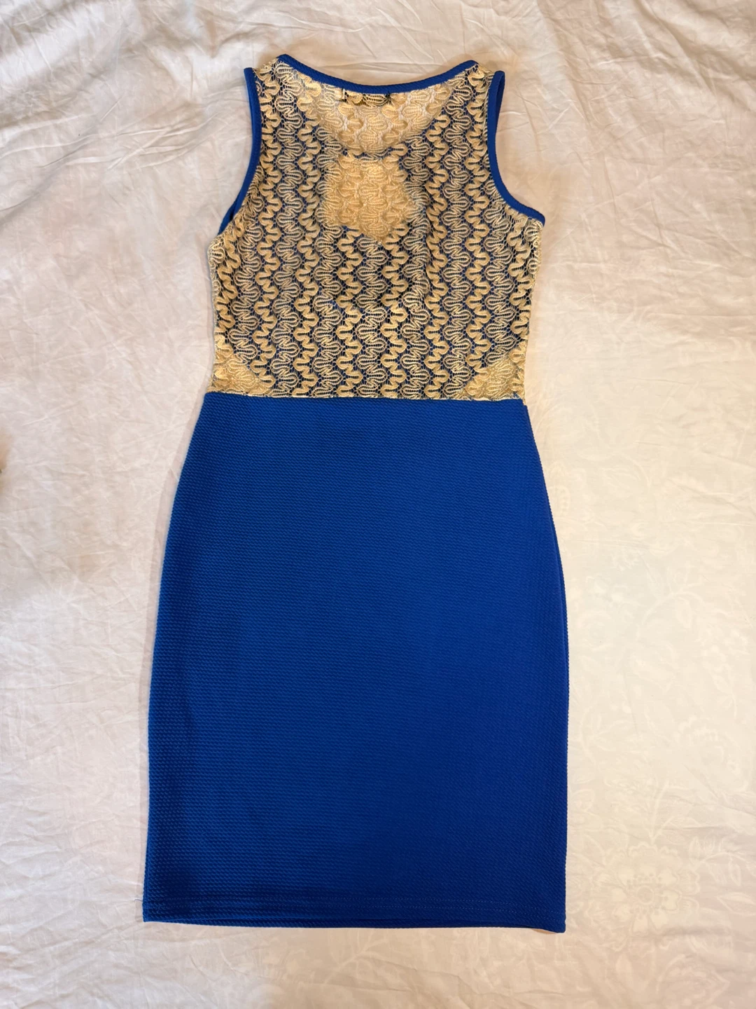Blue & Gold Lace Bodycon Dress - photo 4
