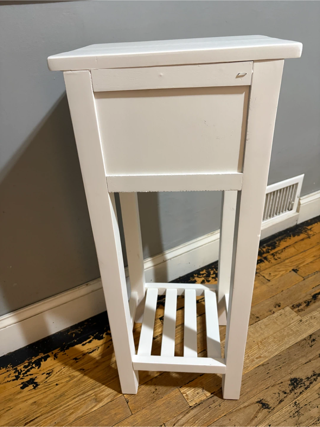White Narrow Side Table with Drawer - photo 2