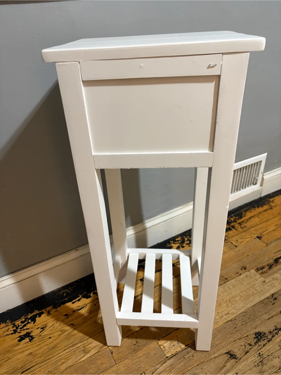White Narrow Side Table with Drawer - photo 2
