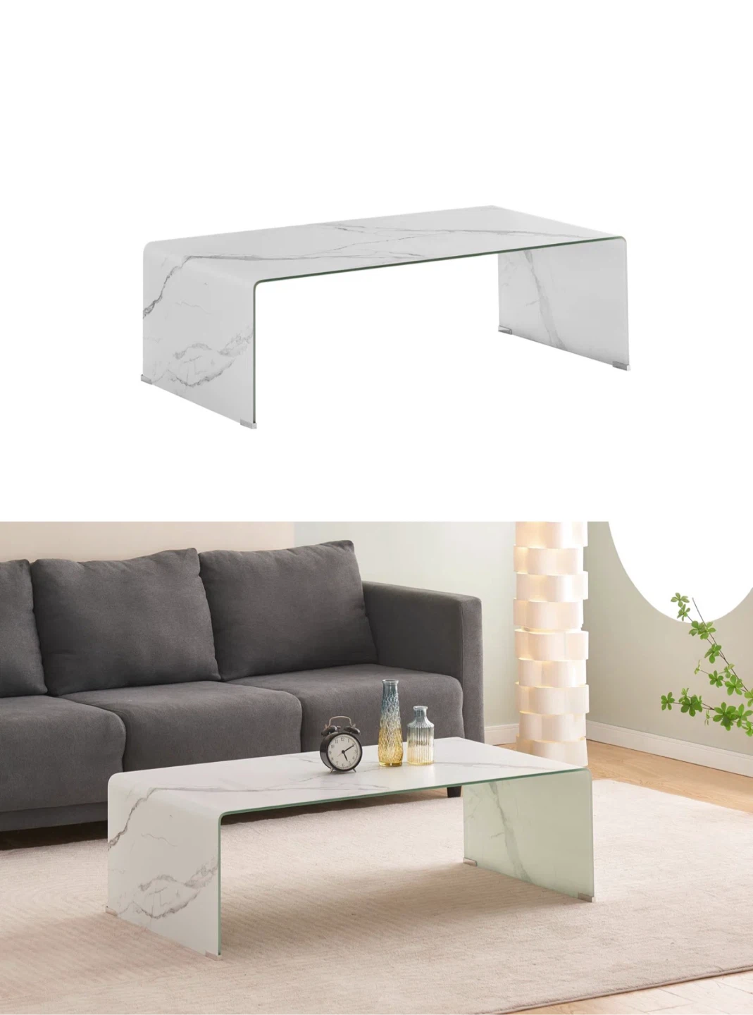 Jaylaan glass coffee table