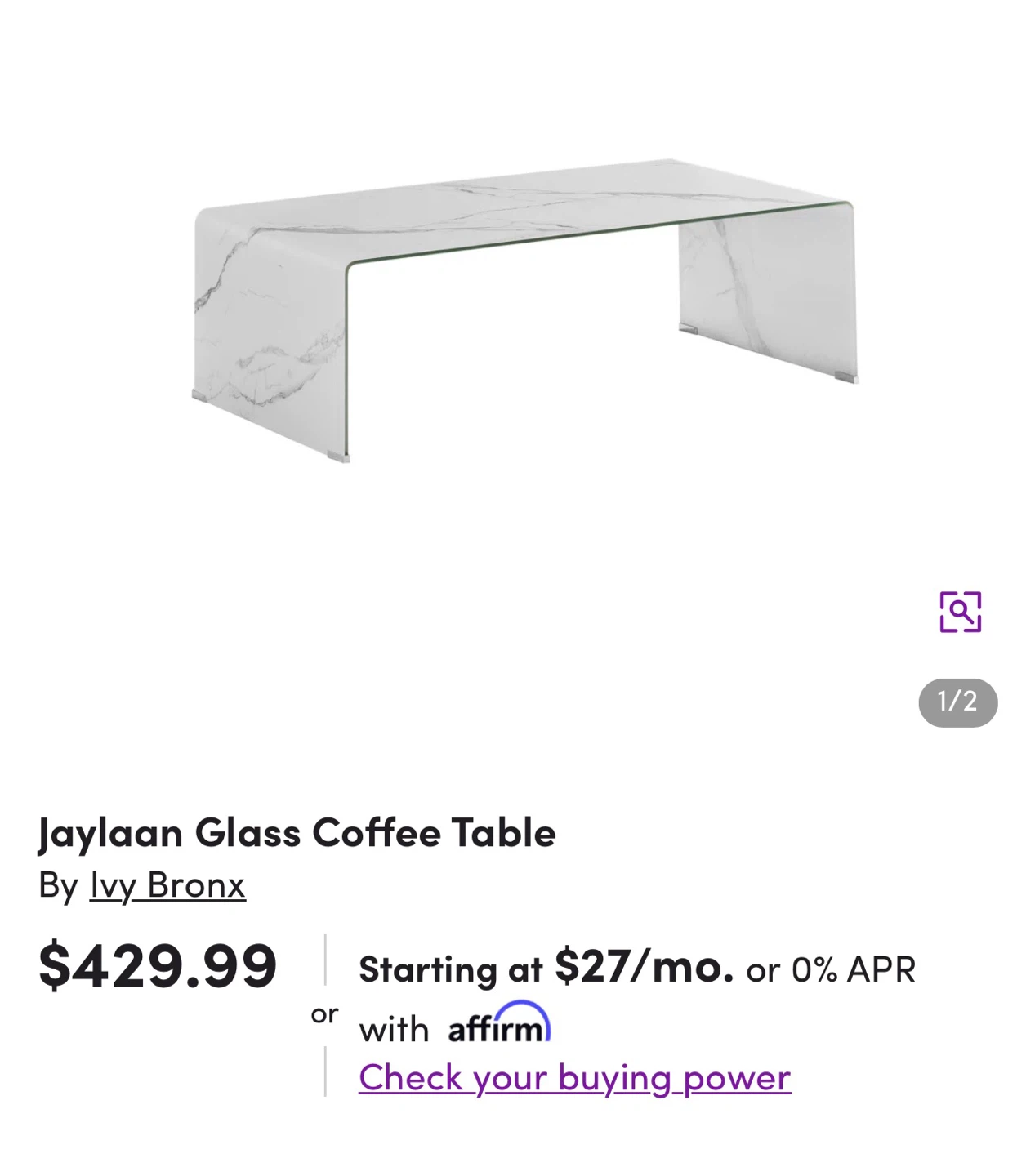 Jaylaan glass coffee table - photo 2