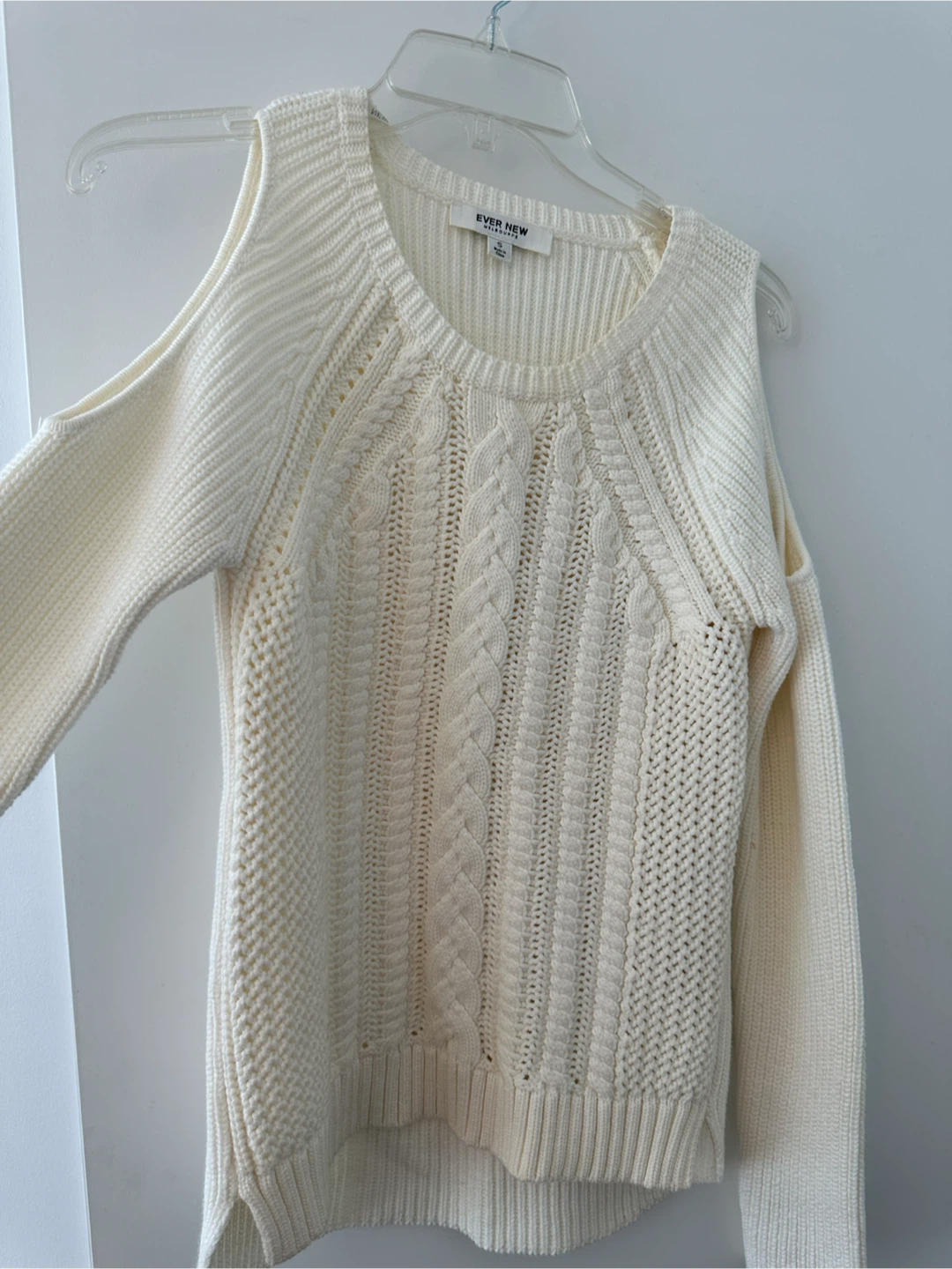 Ever New Melbourne Cream Cold Shoulder Cable Knit Sweater