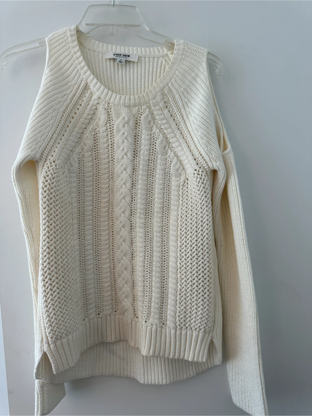 Ever New Melbourne Cream Cold Shoulder Cable Knit Sweater - photo 4