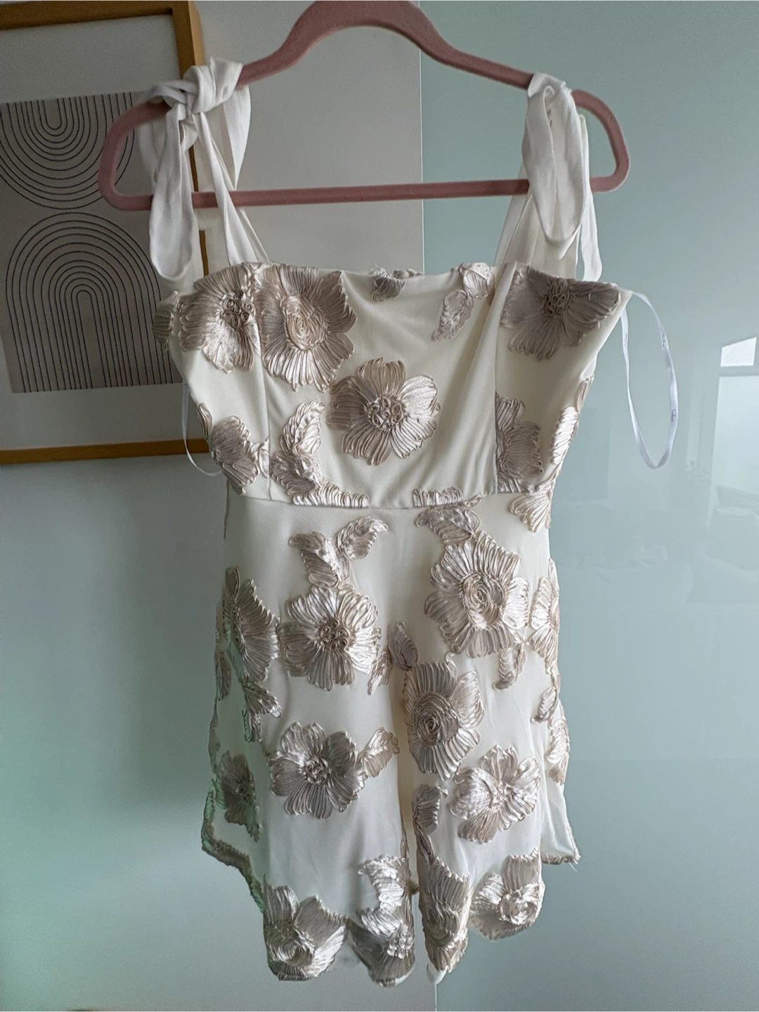 White Embroidered Dress with Tie Straps