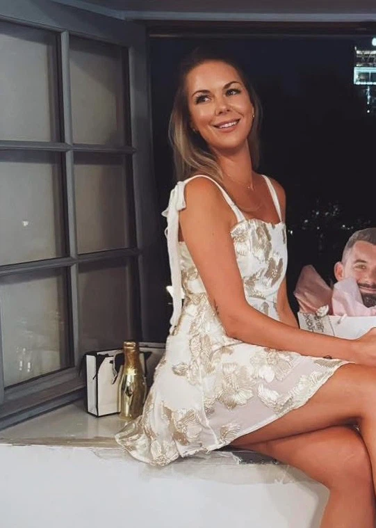 White Embroidered Dress with Tie Straps - photo 2