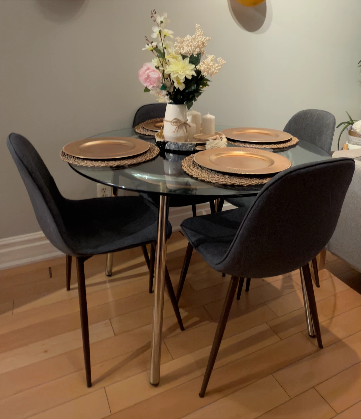 Glass Round Dining Table with 4 Chairs - photo 3