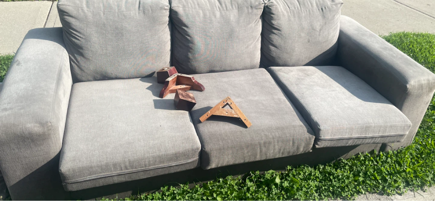 Grey Sofa with detached legs