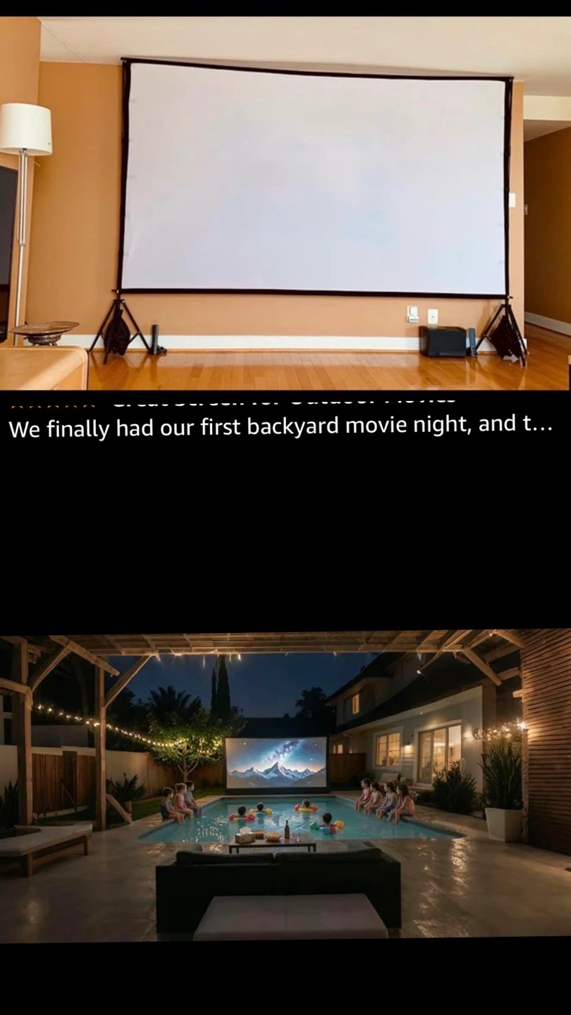 120 Inch Outdoor Projection Screen with Stand and RGB+IC Lights - photo 3