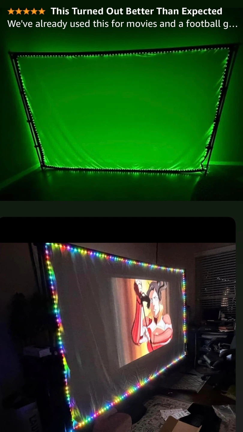 120 Inch Outdoor Projection Screen with Stand and RGB+IC Lights - photo 4