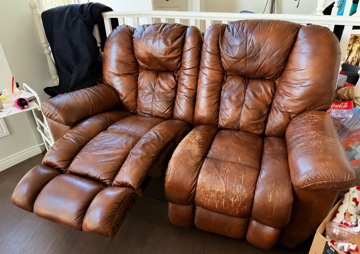 Brown Leather Double Recliner