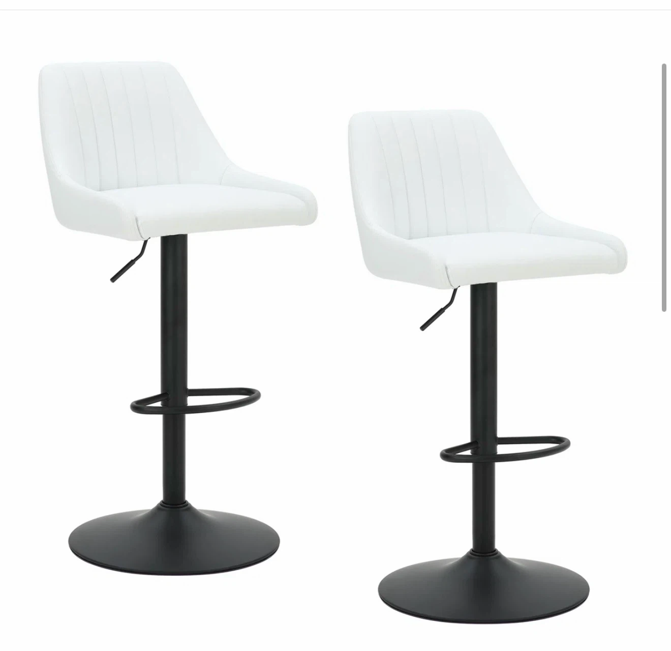 Set of 2 White Adjustable Bar Stools - photo 2