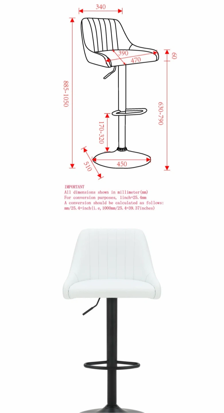 Set of 2 White Adjustable Bar Stools - photo 3
