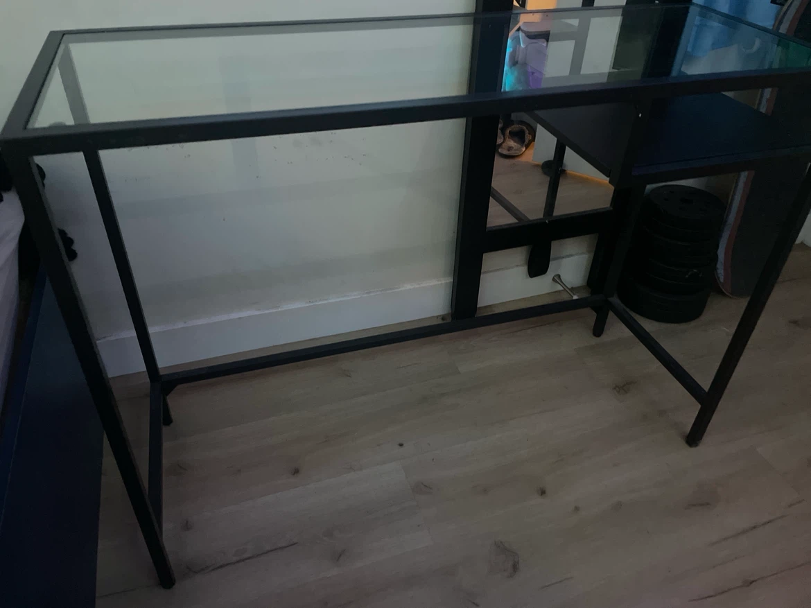Black Metal Glass Desk - photo 3