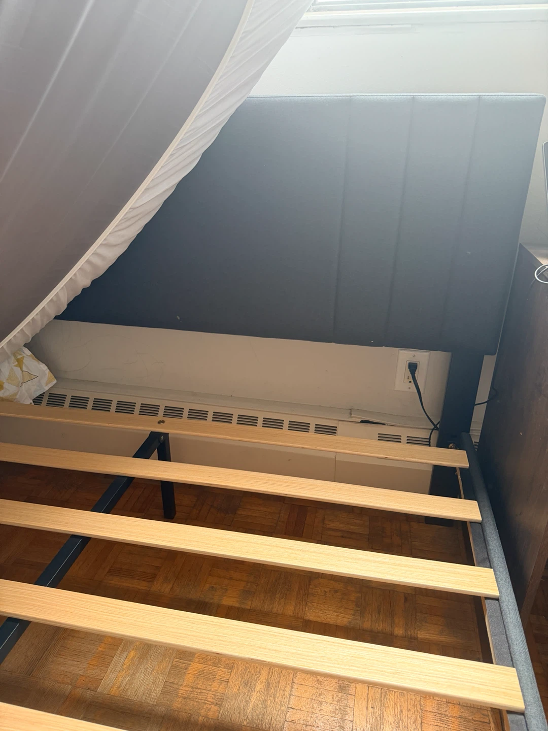 Grey Upholstered Queen Bed Frame - photo 2