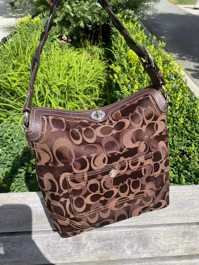 Vintage Coach Signature Hobo Shoulder Bag