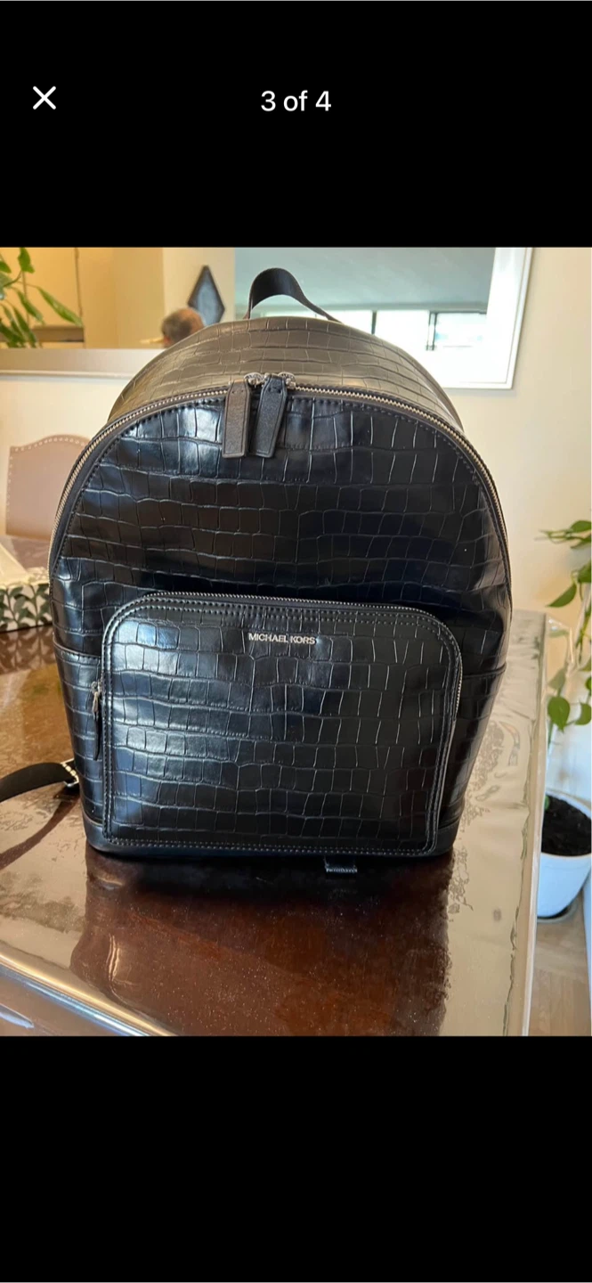 Michael Kors Black Croc Embossed Backpack - photo 3