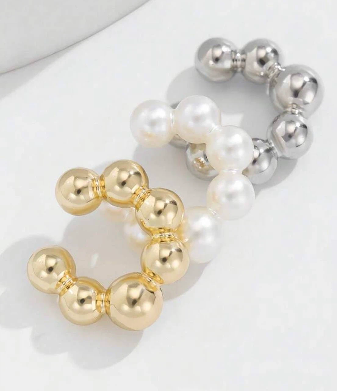 Set of 3 Ball Bead Ear Cuffs - photo 3