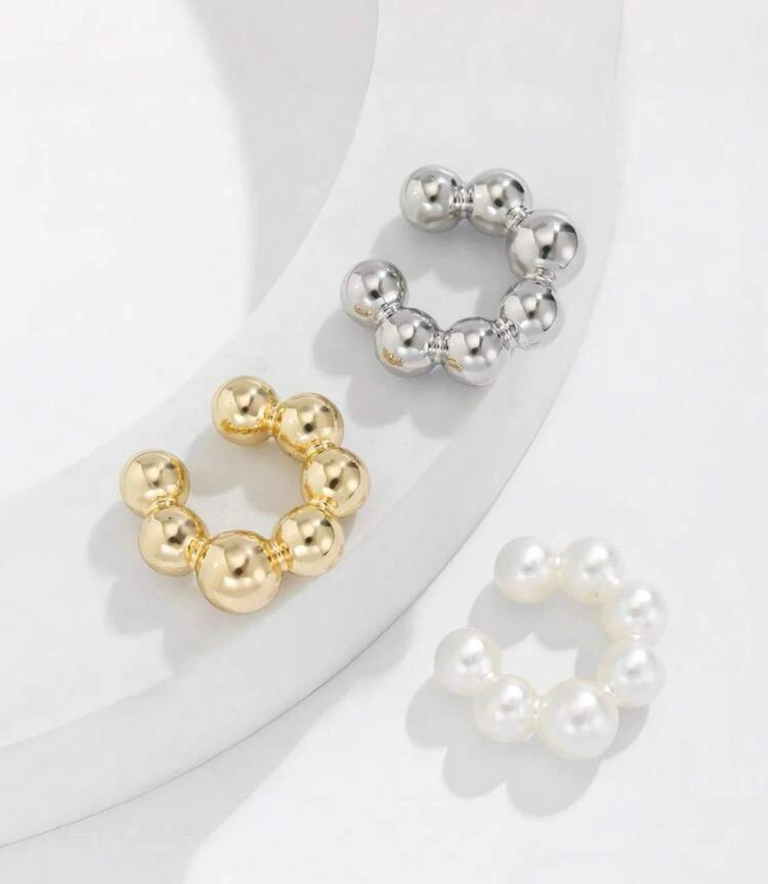 Set of 3 Ball Bead Ear Cuffs - photo 4