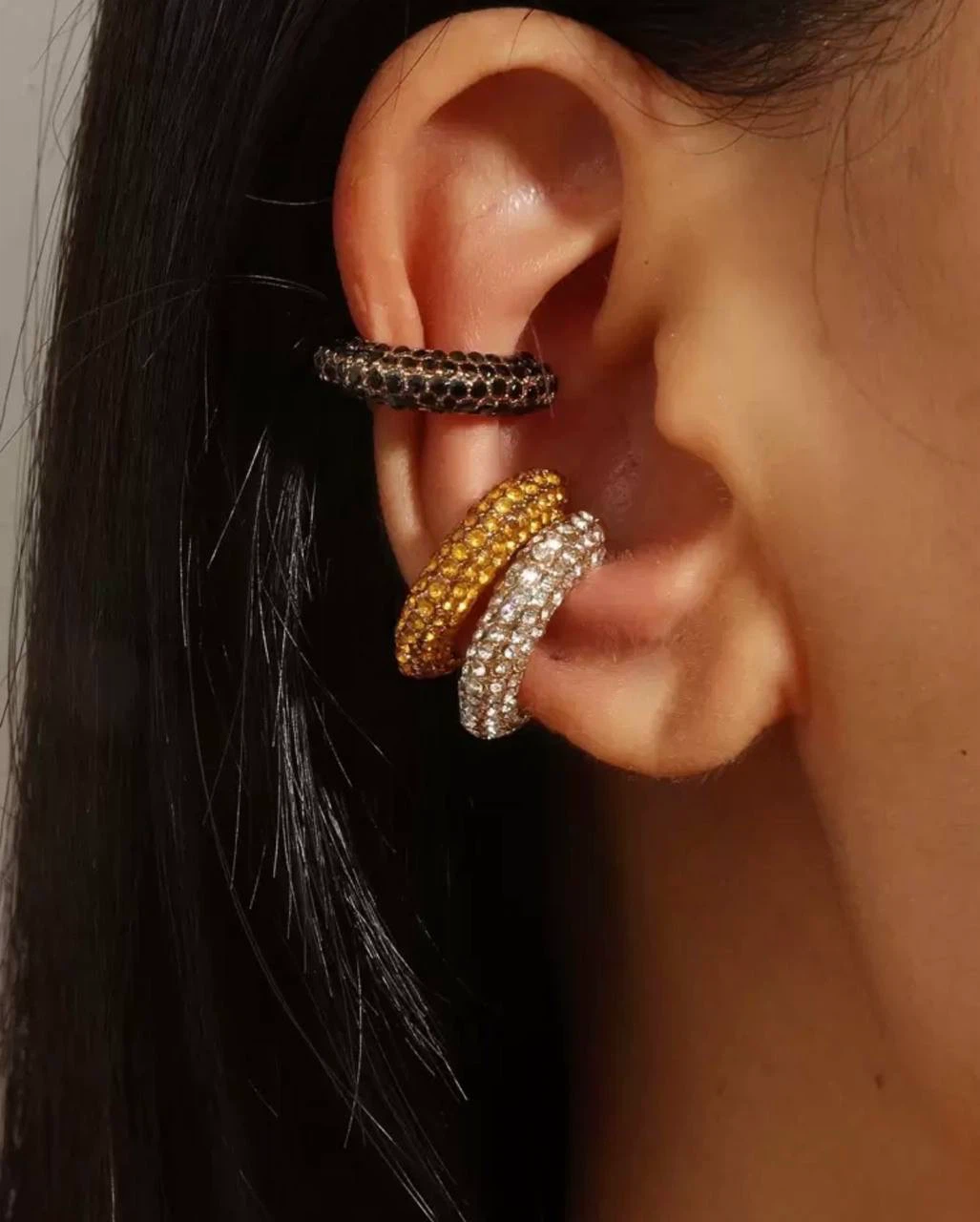 Set of 3 Crystal Ear Cuffs