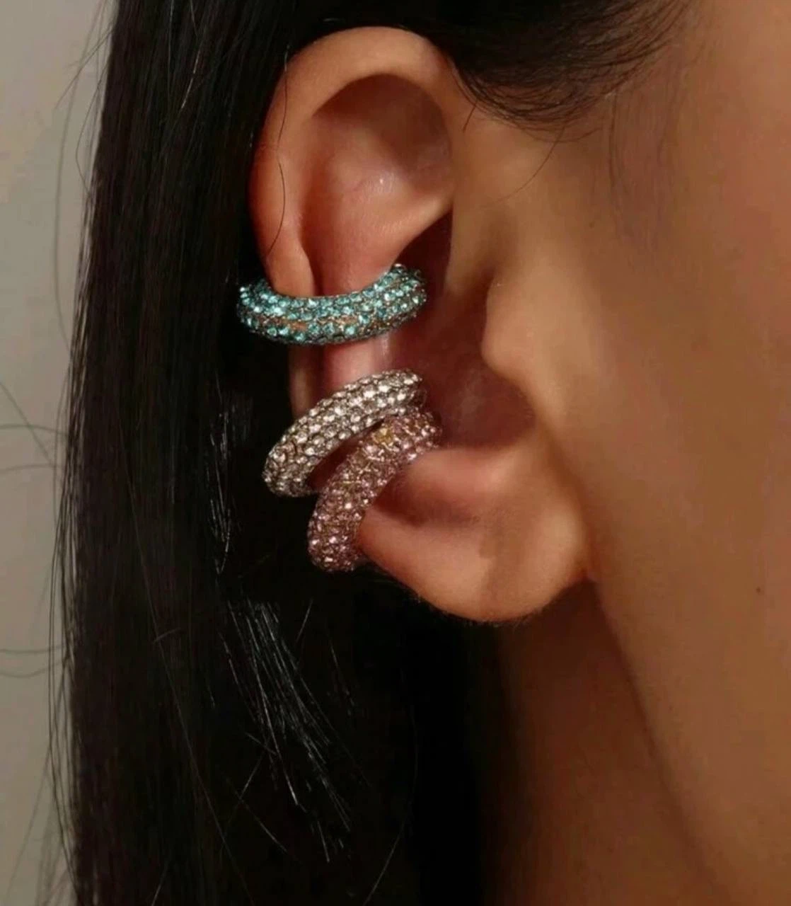 Crystal rhinestone ear cuff set ( 3 pieces)
