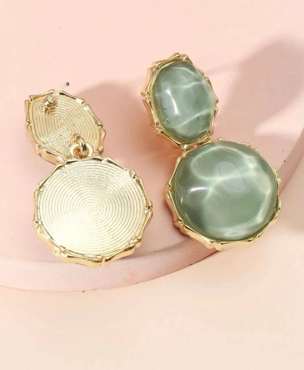 Green Jade-Style Drop Earrings - photo 5