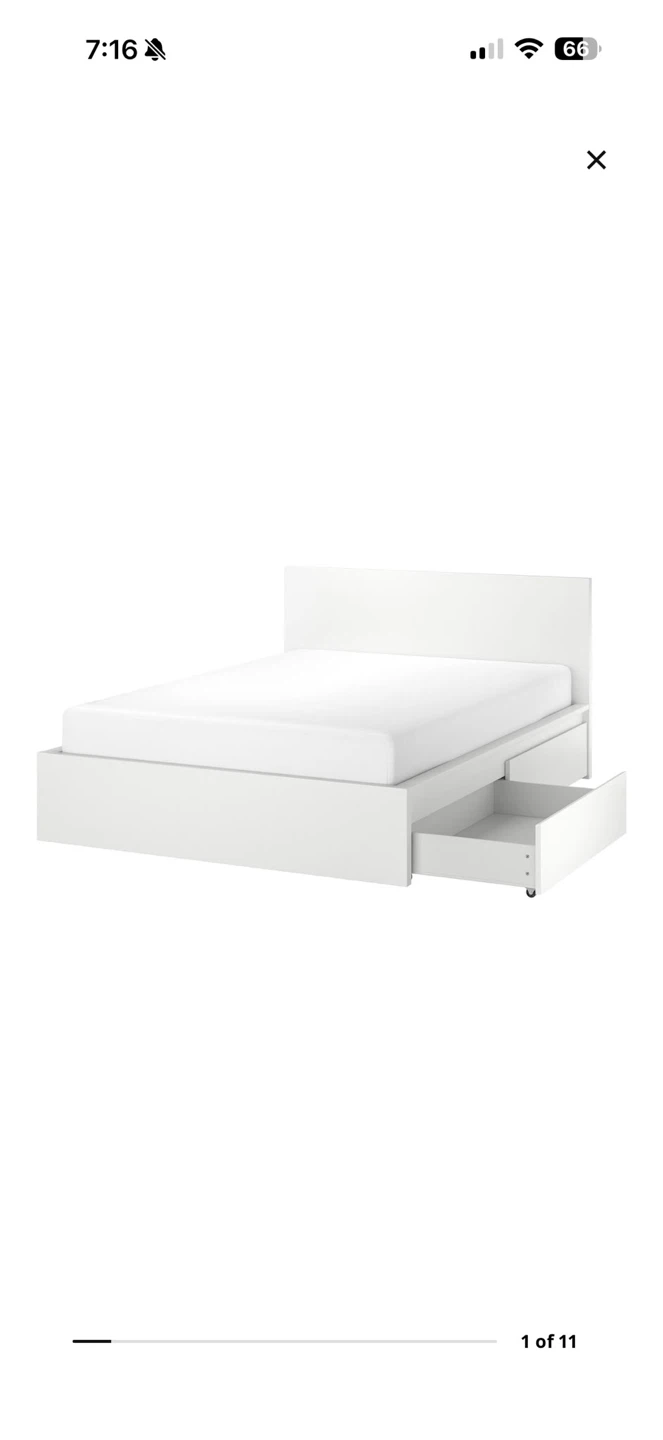 IKEA MALM White Bed Frame with 2 Drawers