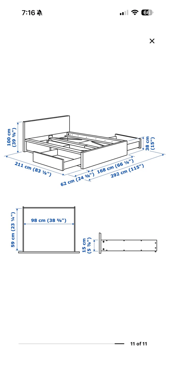 IKEA MALM White Bed Frame with 2 Drawers - photo 2